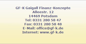 GF-K Gaigall Finanz-Konzepte Kanzlei für Finanzberatungen und Versicherungsberatungen